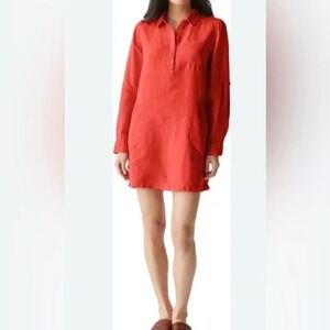Michael Stars Womens‎ 100% Linen Tunic Shirt Dress XS Coral Pink Summer Vacation